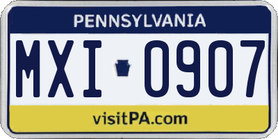 PA license plate MXI0907