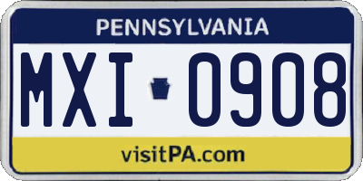 PA license plate MXI0908