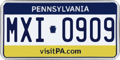 PA license plate MXI0909