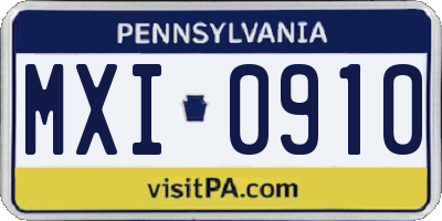 PA license plate MXI0910