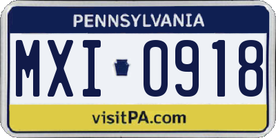PA license plate MXI0918