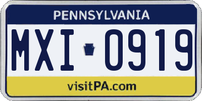 PA license plate MXI0919