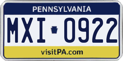 PA license plate MXI0922