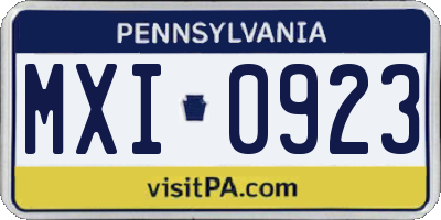 PA license plate MXI0923