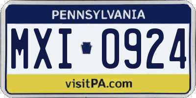 PA license plate MXI0924