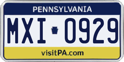 PA license plate MXI0929