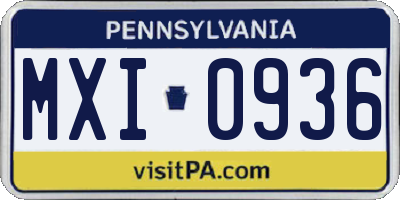 PA license plate MXI0936