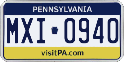 PA license plate MXI0940