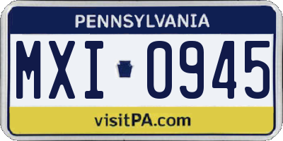 PA license plate MXI0945