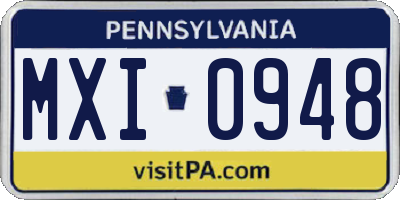 PA license plate MXI0948