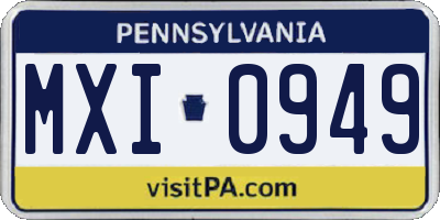 PA license plate MXI0949