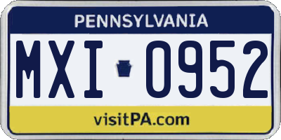 PA license plate MXI0952