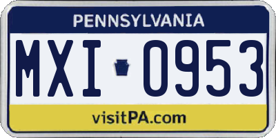 PA license plate MXI0953