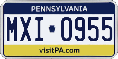 PA license plate MXI0955