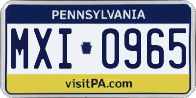PA license plate MXI0965