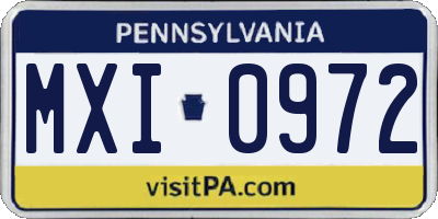 PA license plate MXI0972