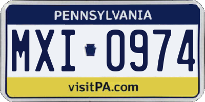 PA license plate MXI0974