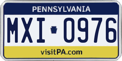 PA license plate MXI0976