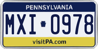 PA license plate MXI0978