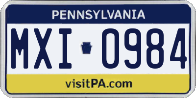 PA license plate MXI0984