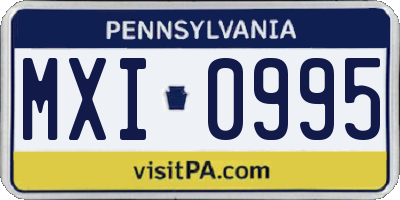 PA license plate MXI0995