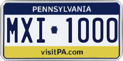 PA license plate MXI1000