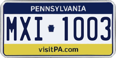 PA license plate MXI1003