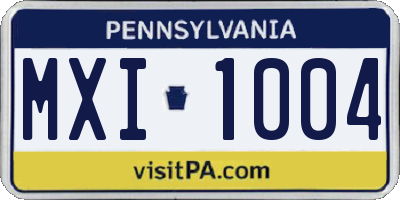 PA license plate MXI1004