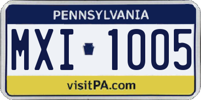PA license plate MXI1005