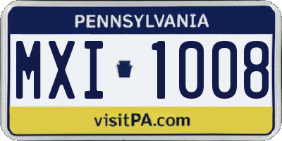 PA license plate MXI1008