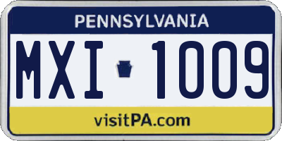 PA license plate MXI1009