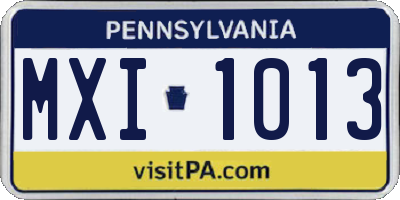 PA license plate MXI1013