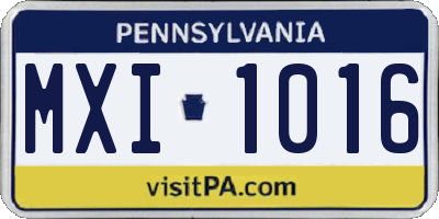 PA license plate MXI1016