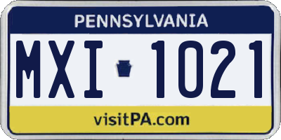 PA license plate MXI1021