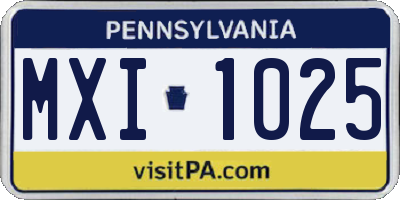 PA license plate MXI1025