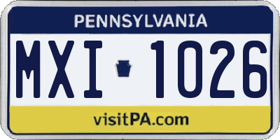 PA license plate MXI1026