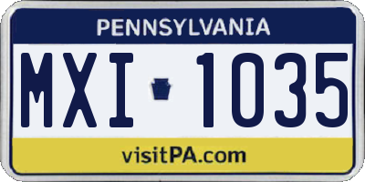 PA license plate MXI1035