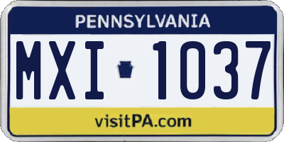 PA license plate MXI1037