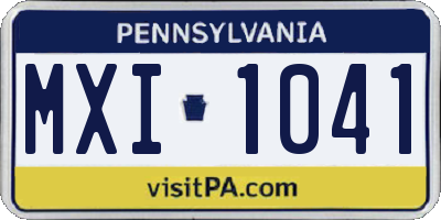 PA license plate MXI1041