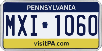 PA license plate MXI1060