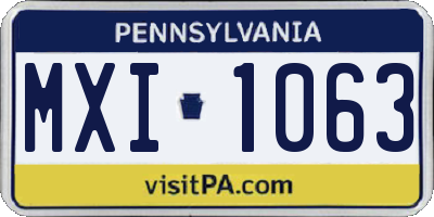 PA license plate MXI1063