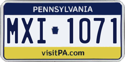 PA license plate MXI1071