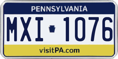 PA license plate MXI1076