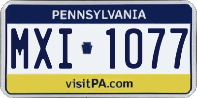 PA license plate MXI1077