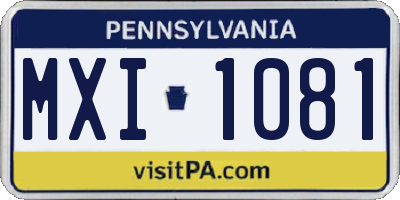 PA license plate MXI1081