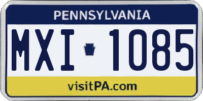 PA license plate MXI1085