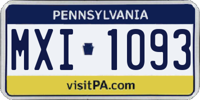 PA license plate MXI1093