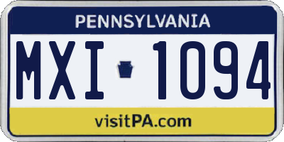 PA license plate MXI1094