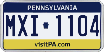 PA license plate MXI1104