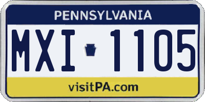 PA license plate MXI1105